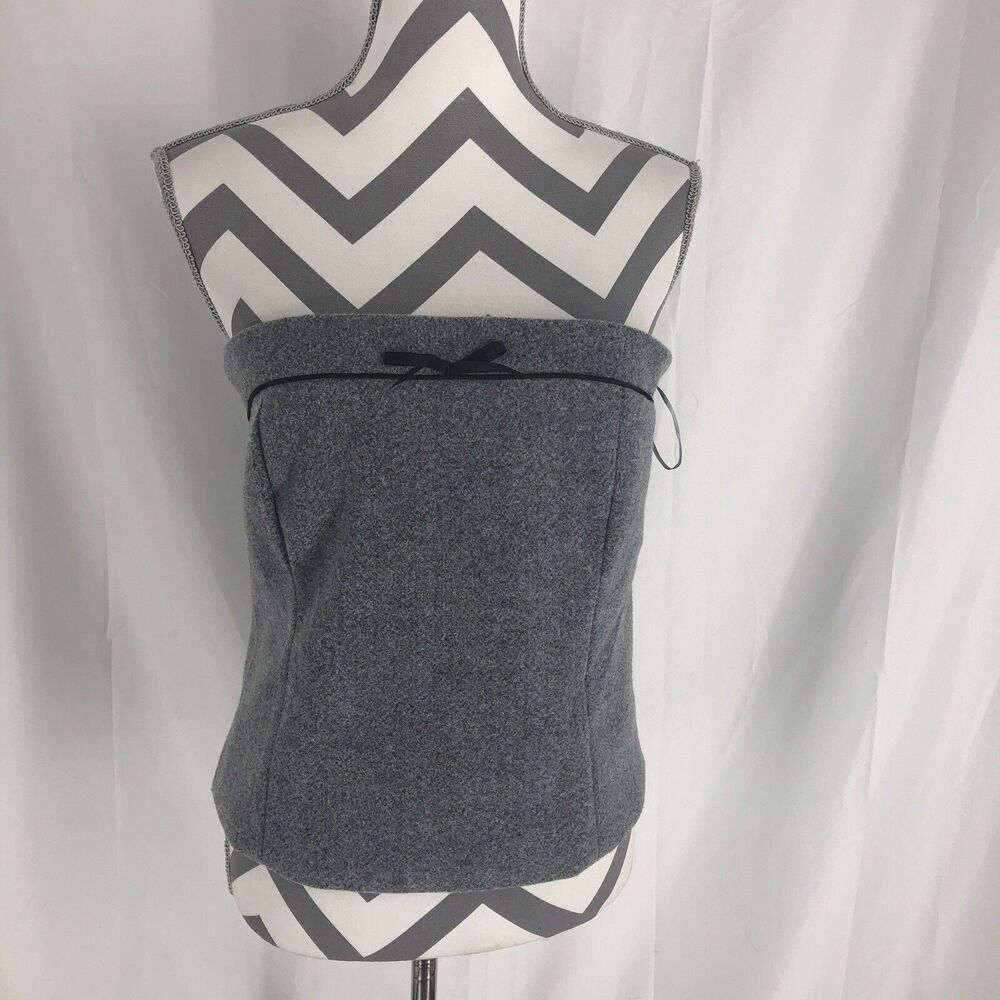 EMERSON LANG Strapless, Lined Gray Fleece Top Size Large